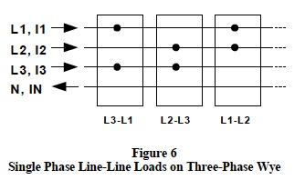 single phase line-line loads on three-phase wye