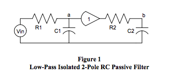 low-pass isolated 2-pole RC passive filter