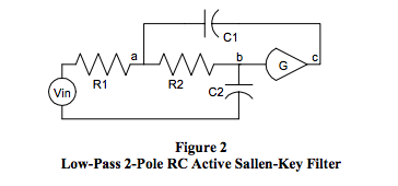 low-pass 2-pole RC active Sallen-Key filter