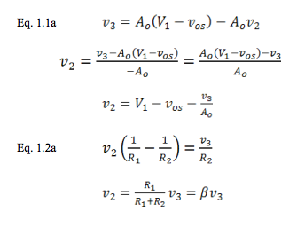 amplifier ideal gain equations